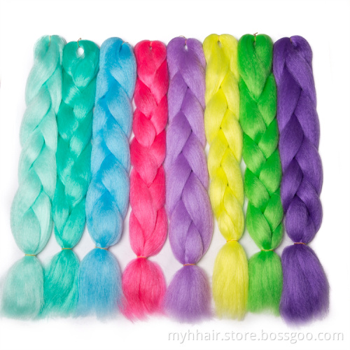 Colorful Hair Extensions Braiding braids pure colorful 24 inch 100 g/piece Synthetic hair Glowing Braids Luminous